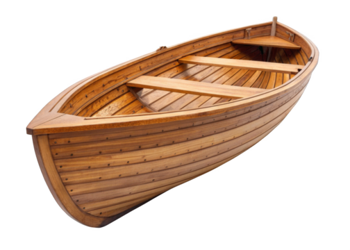 Wooden Boat isolated on a transparent background.