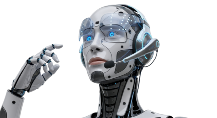 Futuristic Robot with Advanced Technology and Headset.