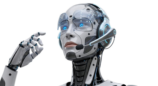 Futuristic Robot with Advanced Technology and Headset. - Powered by Adobe