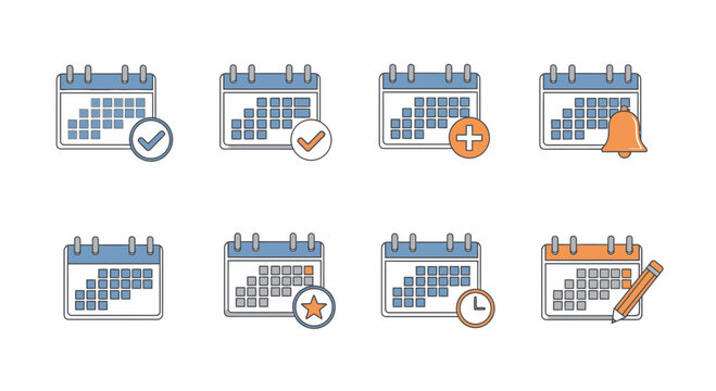 Stay organized with these appointment scheduling icons, perfect for reminders, events, deadlines, and meetings, essential for planning and productivity