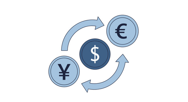 Seamless global currency exchange with dollar, euro and yen, symbolizing international finance and trade in a modern connected world for investment success