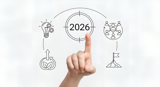 A conceptual illustrationinfographic detailing business strategic goals for 202
