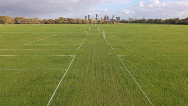 Empty Soccer Fields at Hackney Marshes in London on a Cloudy Afternoon