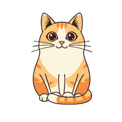 Cartoon orange tabby cat with big eyes and a sweet smile sitting upright