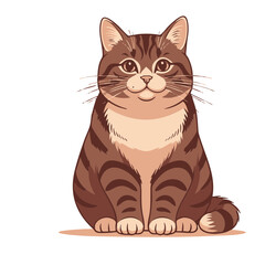 Happy Brown Tabby Cat Sitting Contentedly