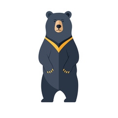 Majestic Black Bear with Golden V-Neck Detail, Standing Tall