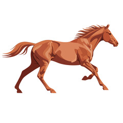 Chestnut Horse in Dynamic Gallop, Side Profile Vector Illustration
