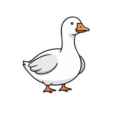 Cartoon Goose with Orange Beak and Feet, Simple and Playful Design