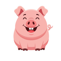 Joyful Cartoon Pig with a Wide Grin