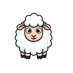 Adorable Cartoon Sheep with Fluffy Wool and Friendly Expression