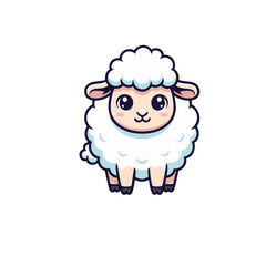 Adorable Cartoon Lamb with Big Eyes and Fluffy Fleece