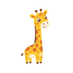 Fototapeta premium Adorable Cartoon Baby Giraffe with Orange Spots