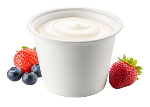 Yogurt cup isolated on a transparent background.