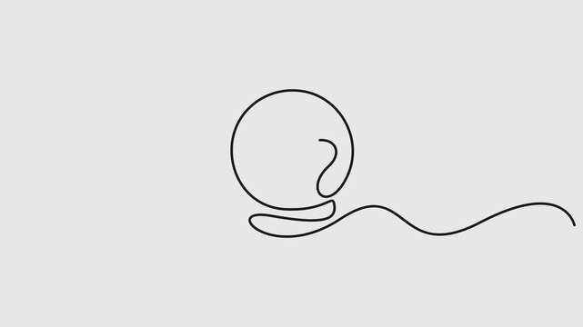 Self animated continuous one line drawing of crystal ball. Full length one line 4K animation