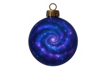 Christmas bauble displaying galaxy spiral, universe ornament decor, space themed holiday season