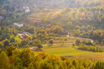 Picturesque autumn view of Carpathian Mountains in Ukraine