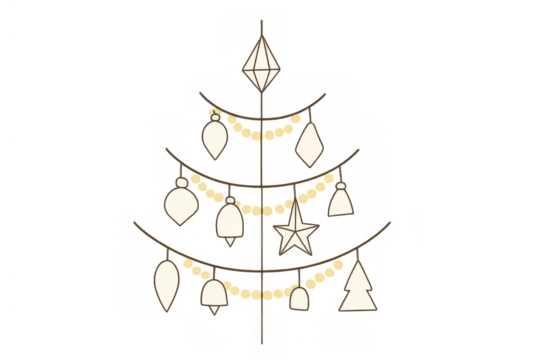 Christmas tree decorating with ornaments and string lights, celebrating festive winter holidays - Powered by Adobe