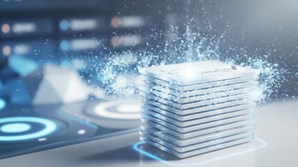 Data Export Stack Displaying Complete Process in Blue Tone Animation