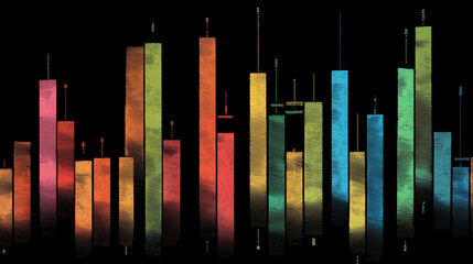 Obraz premium Vibrant Stock Market Trading Volume Bars Graph Visualization