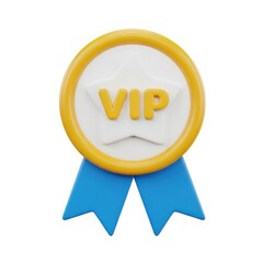 3d vip badge isolated on transparent background