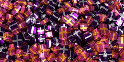 Full of pink and purple Christmas gifts - Christmas background