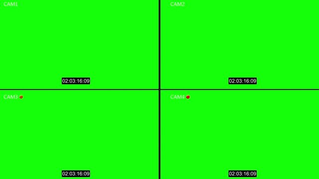  Cctv four cam with rec dot chroma key 4k