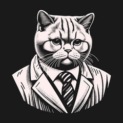 Sophisticated Cat in a Suit: Business-Minded and Focused.
