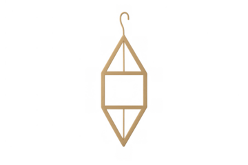 Wooden hanger presenting minimalist geometric design for clothing display, empty and isolated on transparent background