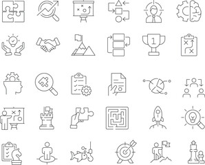 business strategy icon set. Editable stroke.