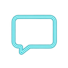 Naklejka premium Bright cyan neon outline of Chat bubble Communication on black Clean PNG
