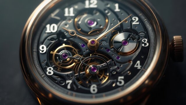 Close-up of intricate watch mechanism