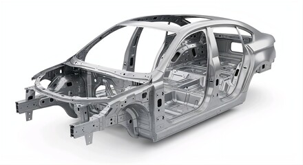Car Body Frame on White Background