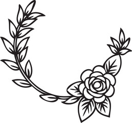 Half Wreath Rose Cluster on Corner Vector – Romantic Floral Frame