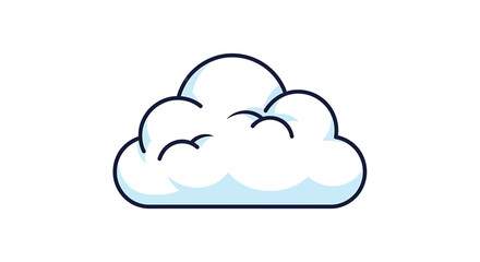 Fototapeta premium Simple Vector Illustration of a White Cloud with Blue Outline on a Transparent Background