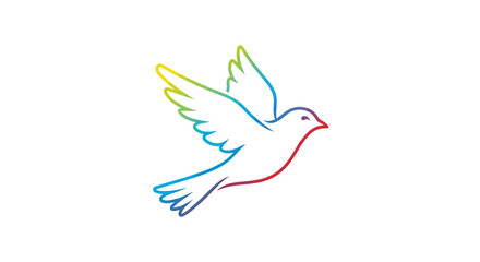 Obraz premium Colorful Flying Dove of Peace with Rainbow Gradient Outline, a Symbol of Hope and Freedom, Vector Illustration
