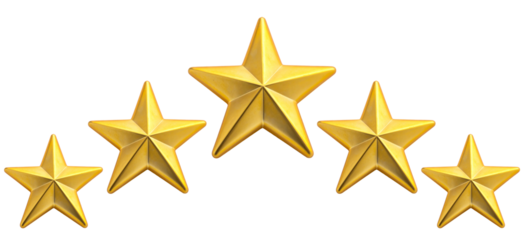 Five gold star rating symbolizing premium service