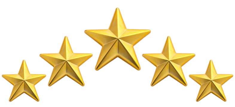 Five gold star rating symbolizing premium service