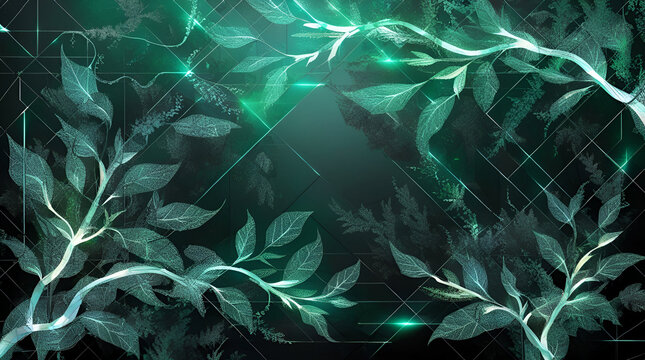 Abstract background with leaves and wires  - Powered by Adobe