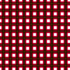 Unique tartan plaid pattern with bold black squares and red-pink check background