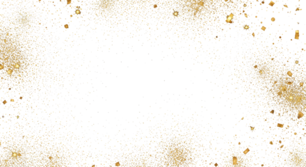 Gold Sparkle Splatter on Black Background, Luxury Glitter Effect Clean PNG