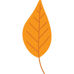 A Simple Orange Leaf With A Stem On A Transparent Background Representing Autumn Season