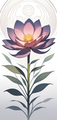 Elegant lotus flower illustration with pastel petals and a light background glow art