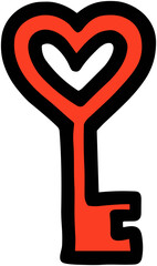 Cute Heart Key Icon: Romantic Security Symbol