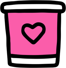 Cute Yogurt Cup Icon: Minimal Dairy Dessert Design