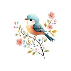 floral bird hand drawn vector illustration