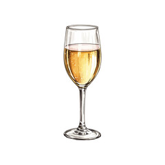 prosecco glass hand drawn vector illustration