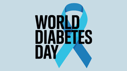 World Diabetes Day with Blue Ribbon Symbol for Awareness