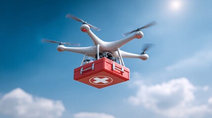 Drone delivers first aid kit in the sky for emergency medical assistance