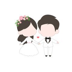 Cute Wedding Couple Vector Illustration for Invitation and Greeting Card Design