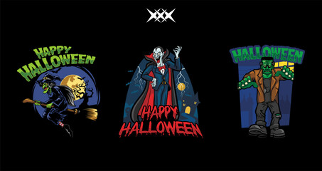 happy halloween poster design vector